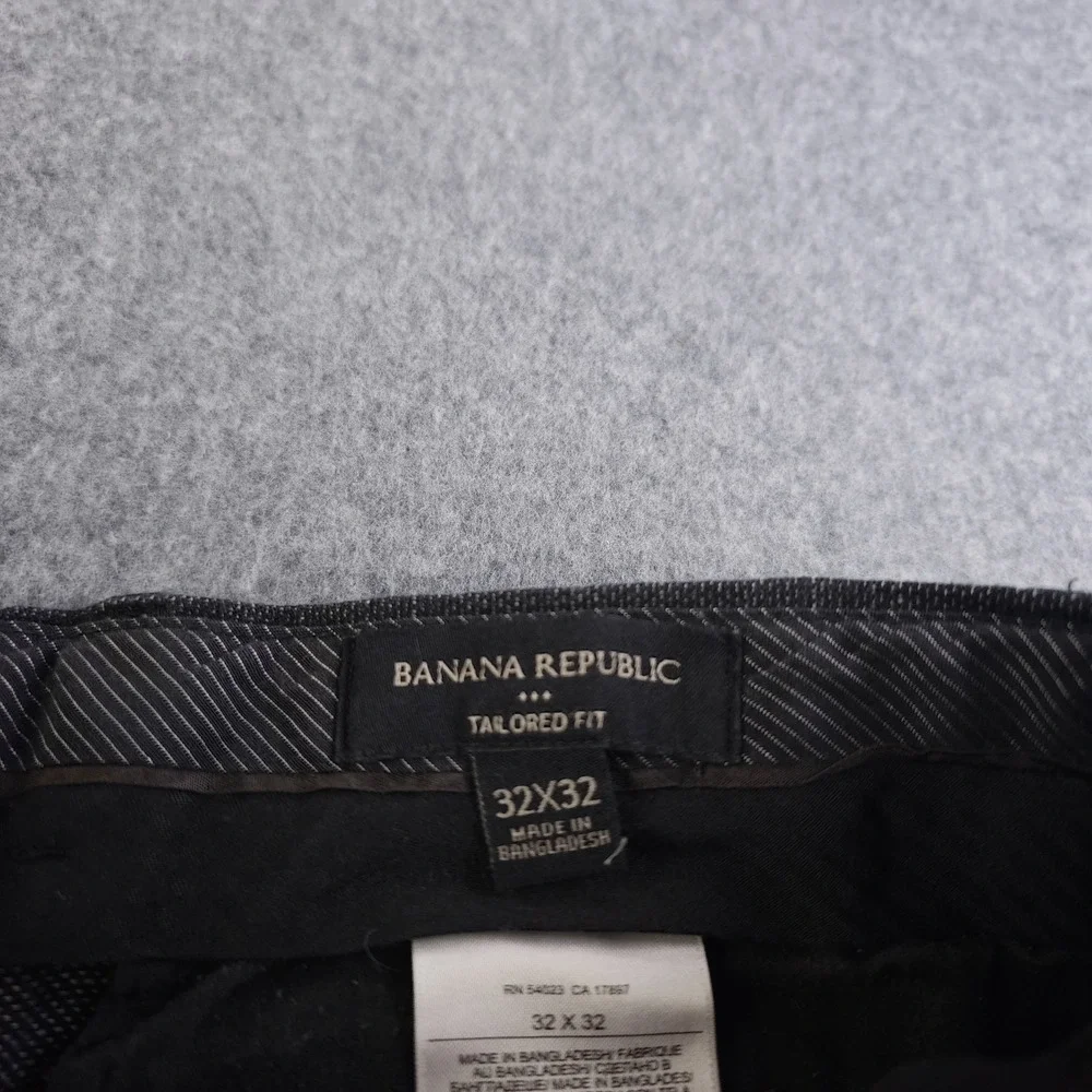Banana Republic Dress Pants Men's 32x32 Gray Linen Blend Tailored Fit Flat Front